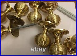 6 pairs Brass Beehive handles Victorian Antique mortice reeded beehive door Knob