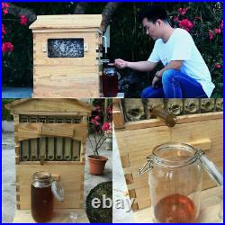 7PCS Auto Harvest Honey Hive Beehive Frames+Beekeeping House Cedarwood Box Set