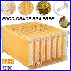 7PCS Auto Honey Honeycomb Beehive Wax Frames Bee Hive Kit Set For Beekeeping Box
