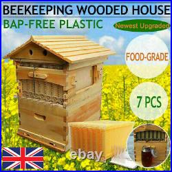 7PCS Auto Run Harvesting Honey Beehive Frames & Beekeeping Cedarwood House BoxUK
