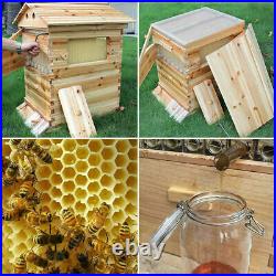 7Pcs Auto Flowing Honey Beehive Frames+Wooden Bee Hive Beekeeping House Box Set