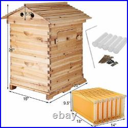 7Pcs Auto Free Flow Honey Beehive Frames + Beekeeping Brood Cedarwood Box Set UK