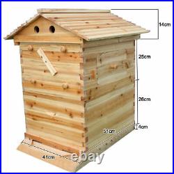 7Pcs Auto Free Flow Honey Beehive Frames & Beekeeping Brood Cedarwood Box Set UK