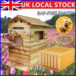 7Pcs Auto Honey Hive Beehive Frames Set With Beekeeping Brood Cedarwood Box