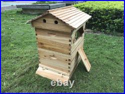 7X Upgraded Auto Honey Frame +Wooden Bee Hive House Comb Beehive Box Kit