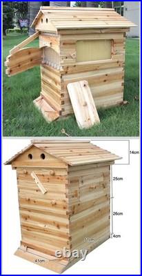 7 Upgraded Auto Seeping Honey Frame +Wooden Bee Hive House Comb Beehive Box Kit