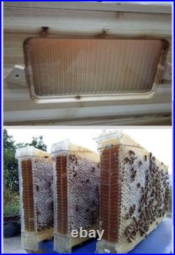 7 Upgraded Auto Seeping Honey Frame +Wooden Bee Hive House Comb Beehive Box Kit