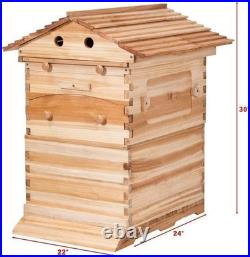 7 Upgraded Auto Seeping Honey Frame +Wooden Bee Hive House Comb Beehive Box Kit