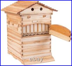 7 Upgraded Auto Seeping Honey Frame +Wooden Bee Hive House Comb Beehive Box Kit