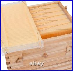 7 Upgraded Auto Seeping Honey Frame +Wooden Bee Hive House Comb Beehive Box Kit