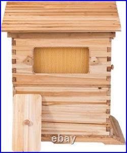 7 Upgraded Auto Seeping Honey Frame +Wooden Bee Hive House Comb Beehive Box Kit