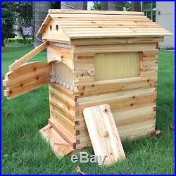 7pcs Auto Flowing Honey Hive Beehive Frames & Beekeeping Brood Cedarwood Box Set