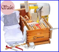 8-Frame Bee Hives and Supplies Starter Kit, Beehive Kit Dipped in 100% Beeswax, Be