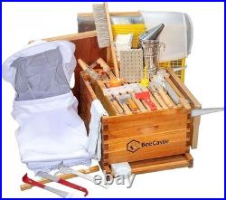 8-Frame Bee Hives and Supplies Starter Kit, Beehive Kit Dipped in 100% Beeswax, Be