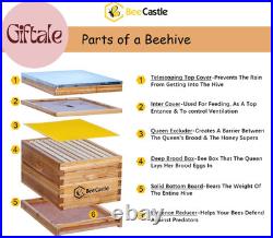 8-Frame Bee Hives and Supplies Starter Kit, Beehive Kit Dipped in 100% Beeswax, Be