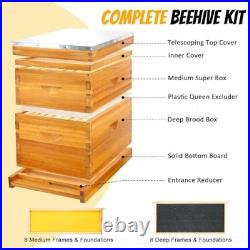 8-Frame Beehive Complete Bee Hive Boxes Starter Kit Dipped 1 Count (Pack of 1)