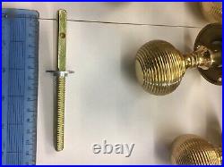 8 Pairs Brass Beehive Door handles Vintage Style reeded Mortice Brass Door Knobs