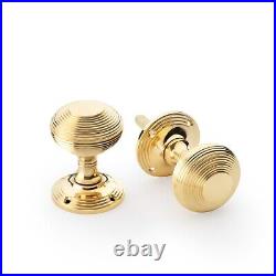 8 Pairs Solid Polished Brass Beehive Mortice Door Knobs Knob Pair Set New