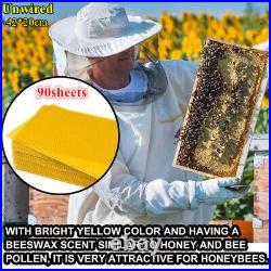 90X Beehive Unwired Wax Honeycomb Foundation Sheet Hive Beekeeping Candle Making