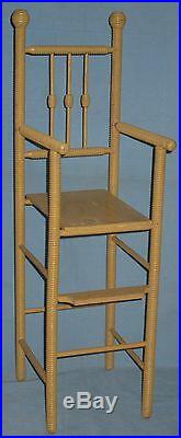 ANTIQUE DOLL HIGH CHAIR withFOOT REST SPOOL TURNINGS BEEHIVE FINIALS ORIGINAL
