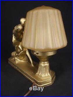 ART DECO BEEHIVE LAMP statue NUDE globe light ANTIQUE FRANKART 1920's
