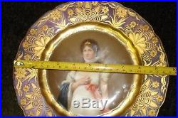 A Rare Dresden Art Nouveau Cabinet Plate Queen Louise signed Wagner Raised gold