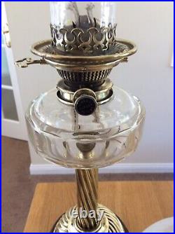 A Victorian Duplex Oil Lamp and Beehive Shade