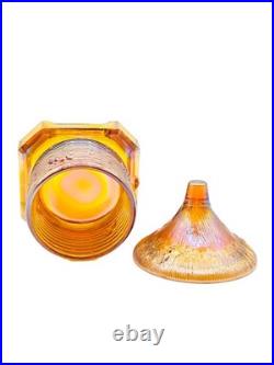 Amber Carnival Glass Bee Hive Honey Jar Whimsical Home Decor Bee Box