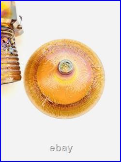 Amber Carnival Glass Bee Hive Honey Jar Whimsical Home Decor Bee Box