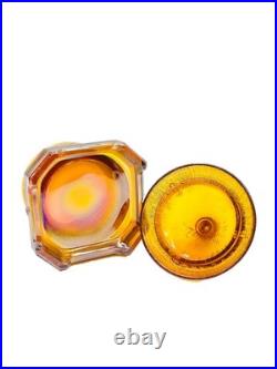 Amber Carnival Glass Bee Hive Honey Jar Whimsical Home Decor Bee Box