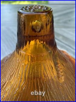 Amber Glass Bee Hive Lidded Honey Pot