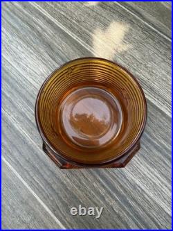 Amber Glass Bee Hive Lidded Honey Pot