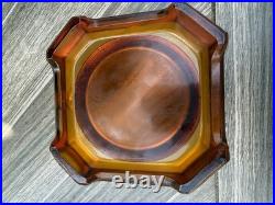 Amber Glass Bee Hive Lidded Honey Pot