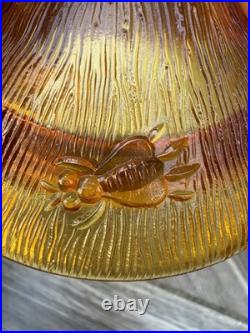 Amber Glass Bee Hive Lidded Honey Pot