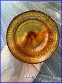 Amber Glass Bee Hive Lidded Honey Pot