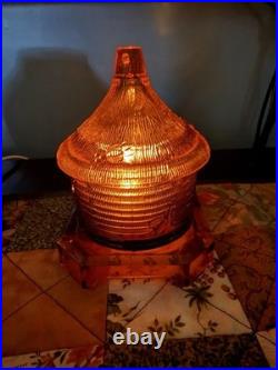 Amber Glass Bee Hive Lidded Honey Pot