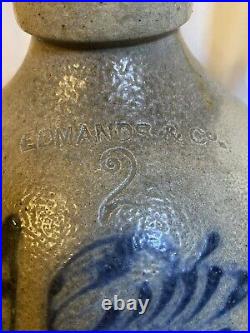 Antique 19th Century EDMANDS & CO Salt Glaze Bee Hive Jug with Cobalt Blue Floral