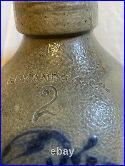 Antique 19th Century EDMANDS & CO Salt Glaze Bee Hive Jug with Cobalt Blue Floral