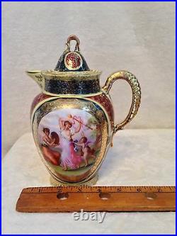 Antique 19th Century ROYAL VIENNA Austria Beehive CHOCOLATE TEA POT 8 Tall