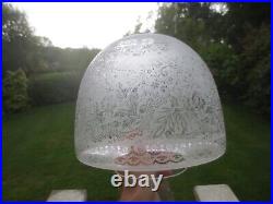 Antique Acid Etched Beehive Duplex Oil Lamp Shade