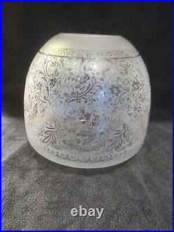 Antique Acid Etched Beehive Duplex Oil Lamp Shade