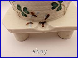 Antique Belleek Bee Hive Honey Pot Black Mark 1891-1926