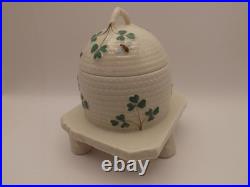 Antique Belleek Bee Hive Honey Pot Black Mark 1891-1926