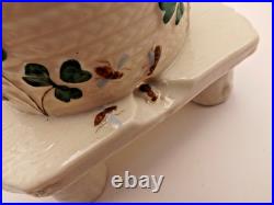 Antique Belleek Bee Hive Honey Pot Black Mark 1891-1926