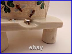 Antique Belleek Bee Hive Honey Pot Black Mark 1891-1926