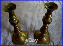 Antique Brass Candlestick Pair England #223980 Beehive 1890's Approx 13 Tall