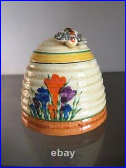 Antique Clarice Cliff Crocus Large Beehive Honey Pot