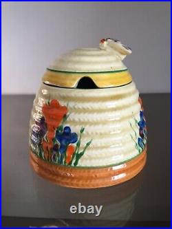 Antique Clarice Cliff Crocus Large Beehive Honey Pot