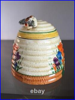 Antique Clarice Cliff Crocus Large Beehive Honey Pot