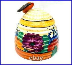 Antique Clarice Cliff Gayday Small Beehive Honey Pot / Art Deco Pottery c1931